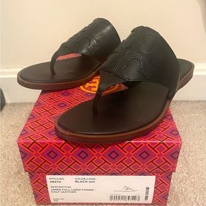 Tory Burch “Jamie” full thong -calf leather- black